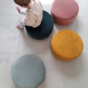 Velvet pouf pastel mint ottoman velour stylish floor cushion ottoman pouf meditation cushion