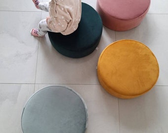 Handmade Velvet Floor Pouf Ottoman: Minimalist Meditation Cushion