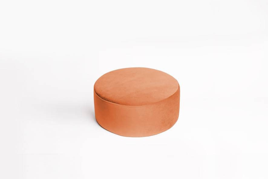 Handgemachter Terrakotta Samt Pouf: Kleiner runder Ottomane, Bodenkissen
