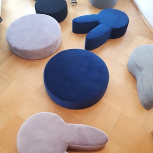 Navy blue velvet pouf, ottoman, floor cushion, floor pillow, gaming table, home decor, furniture, gift, coffee table
