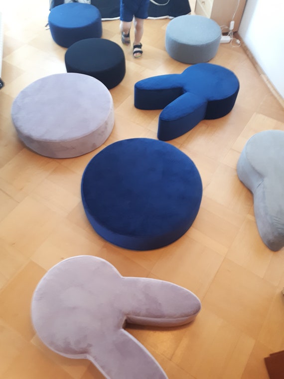 Navy Blue Velvet Pouf, Ottoman, Floor Cushion, Floor Pillow, Gaming Table,  Home Decor, Furniture, Gift, Coffee Table 