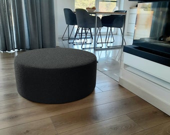 Modern boucle pouf, black cozy teddy ottoman, floor cushion, floor pillow, gaming table, home decor, coffee table, footstool, bedsidetable