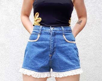 Ruffle Jean Shorts - Etsy