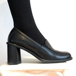 Chunky heel loafers 90s sales