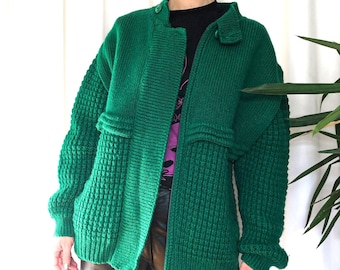 Pull irlandais en laine vintage, manteau en tricot épais, pull lourd tissé à la main Pallas, pull d'hiver 100 % laine