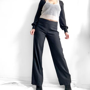 Max Mara Black Wide Leg Trousers, 30&quot; Waist, Straight Wide Leg Dress Pants, Designer Pants, Light Fabric, Made in Italy