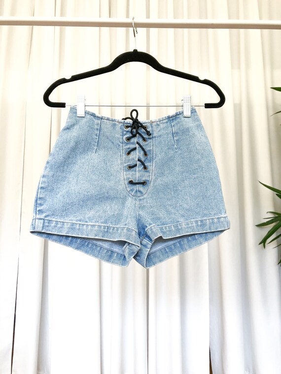 90s Vintage Short Denim Shorts by Stone Jeans, si… - image 1