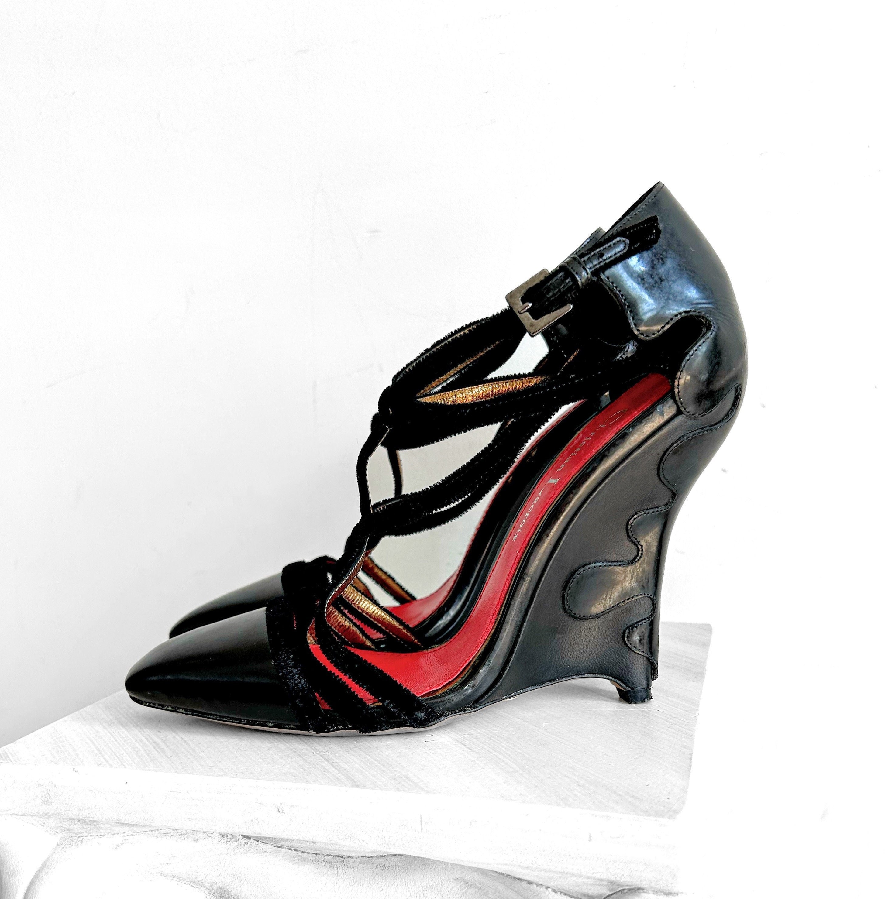 Black Wedge Heels Etsy Canada