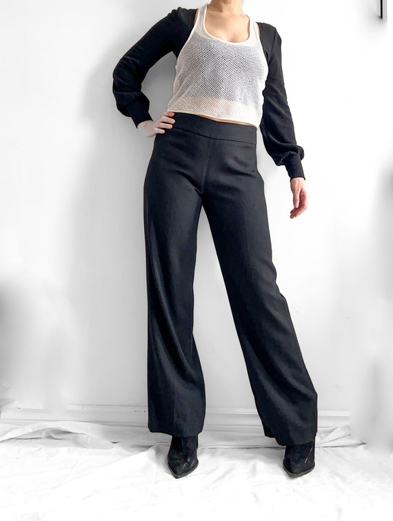 Max Mara Black Wide Leg Trousers, 30" Waist, Stra… - image 3