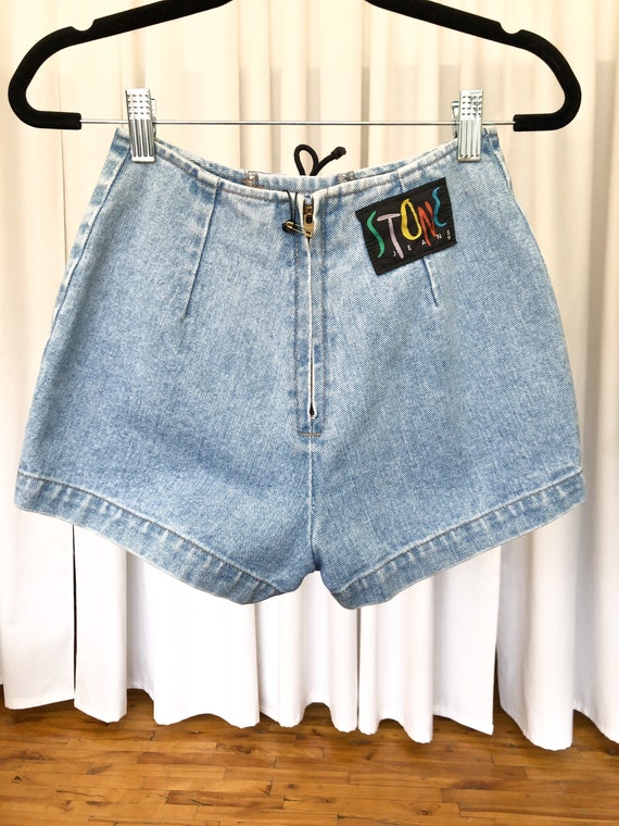 90s Vintage Short Denim Shorts by Stone Jeans, si… - image 2