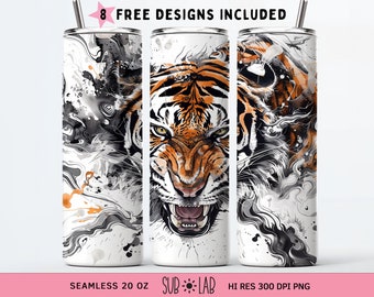 Omslagdoek aquarel tijger beker: naadloos sublimatieontwerp (digitale download)