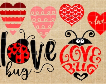 Love Bug SVG, Valentines Day SVG, Valentine SVG, love svg, heart svg, Valentine cut file, Valentine eps, Valentine png, Valentine dxf, scal