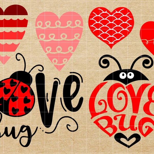 Love Bug SVG, Valentines Day SVG, Valentine SVG, love svg, heart svg, Valentine cut file, Valentine eps, Valentine png, Valentine dxf, scal