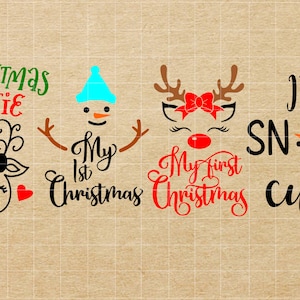 My First Christmas SVG, Christmas Cutie SVG, I&#39;m Snow Cute SVG, Christmas Onesie svg, Christmas svg, cut file, eps, png, dxf, cut files, svg