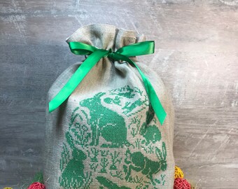 Easter Bunny bag, Easter linen bag, Easter gift bag, Easter bag, Burlap gift bag, Bunny tote bag Rustic gift bag, Easter decorations