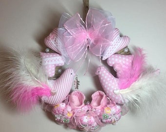 Babygirl door wreath, wreath with bows, handmade wreath, baby girl wreath, home decor, door wreath, babygirl door hanger