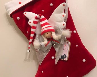 Christmas stockings, Elf stockings, Red stockings, Personalised, Christmas decor, rustic Holiday