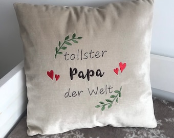 Samt Kissen Kissen mit Stickerei Kissen mit Schloss Dekoratives Kissen Geschenk für Papa Vatertag geschenk Kissen mit name Kuschelkissen