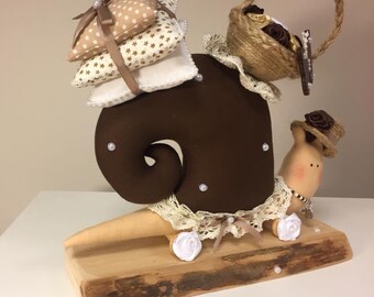 Textile tilda doll snail with stand, interior tilda doll, easter gifts, easter design, mothers  day gift