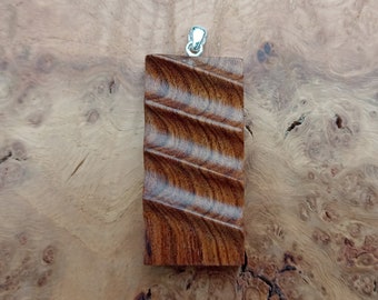 Craved Wood Pendant, made Tambootie wood, silver