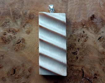 Carved Wood Pendant, made from Maple, silver