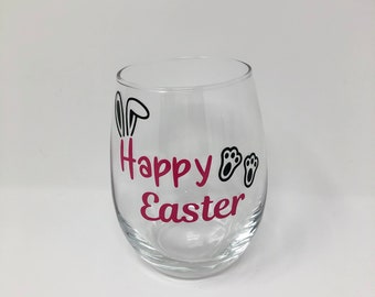 Easter Glasses, FAST SHIPPING, Easter Wine Glasses, Easter Table Decoration, Holiday Wine Glasses, Easter Gift, Hostess Gift, Wine Glasses