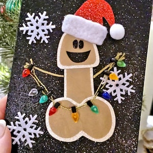 Glücklicher Penis Lichter funkeln Lichter Weihnachten Handgemachte Einzigartige Premium Lustige Feiertags-Grußkarten auf Etsy