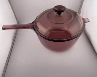 Corning PYREX Vision Ware 1.5 L Sauce Pan Pot with Lid Cranberry