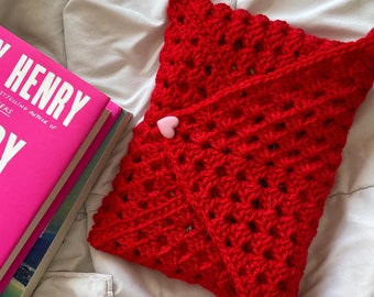 Crochet Book Sleeve, Book Cover, Ribbon Book Sleeve, Crochet Accessory, Book Protector, Book Accessory, Kindle Cover
