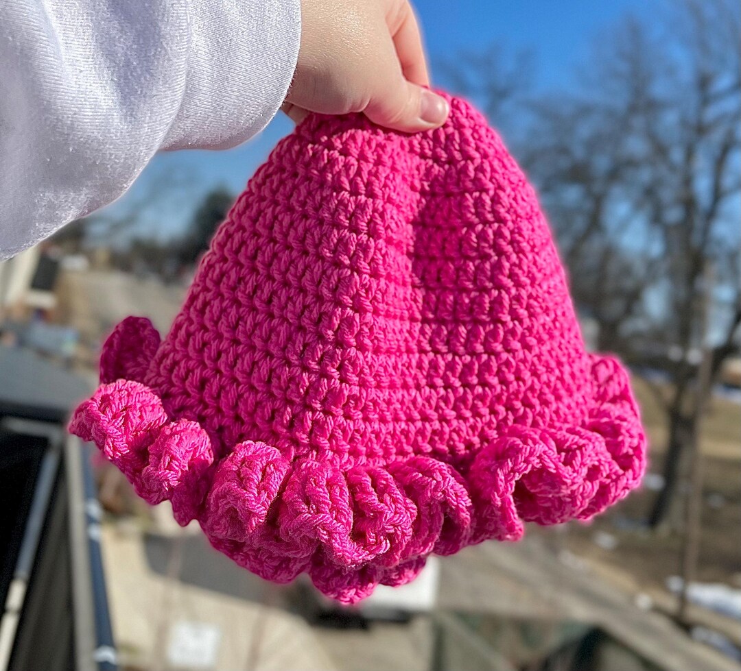 Crochet Ruffled Bucket Hat, Ruffled Hat, Cute Bucket Hat, Handmade ...