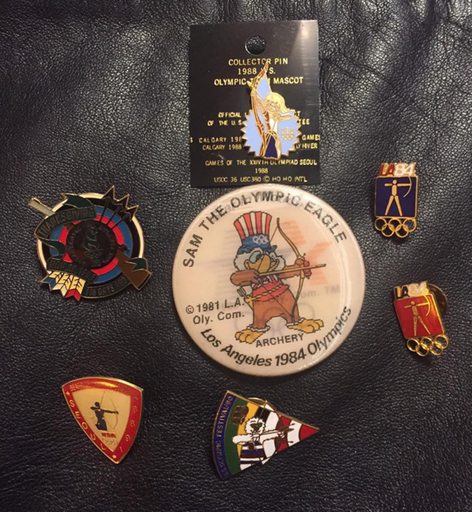 Lot of Archery Lapel Pins/buttonset of 7 Vintage Pinsolympic1996