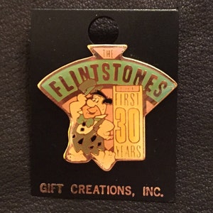 The Flintstones 1990 Vintage Pin on original card Fred Flintstone The First 30 Years Hanna Barbera