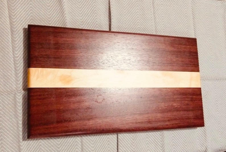 Great Gift!!! Gorgeous Rich Burgandy Hue Long Grain Purple Heart Cutting Board with a Maple Accent Center