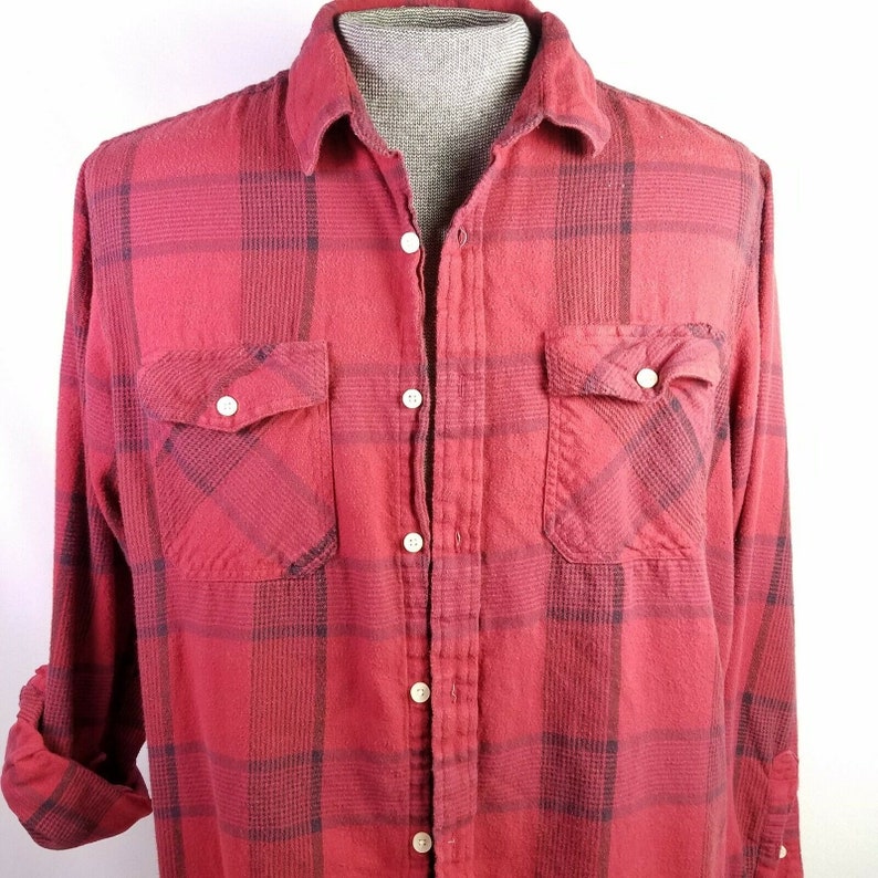 Deer Hunter Scope Flannel Shirt Large Upcycled Art To Wear Bleached OOAK Buck