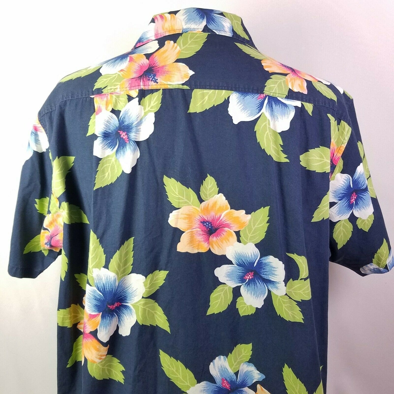 Nautica Hawaiian Shirt Aloha Friday Tropical Floral Mens Size XL Blue
