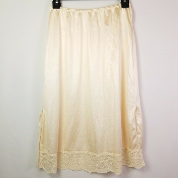 Vintage Maidenform Half Slip Nude Beige Womens M Lace Double Side Slits USA  