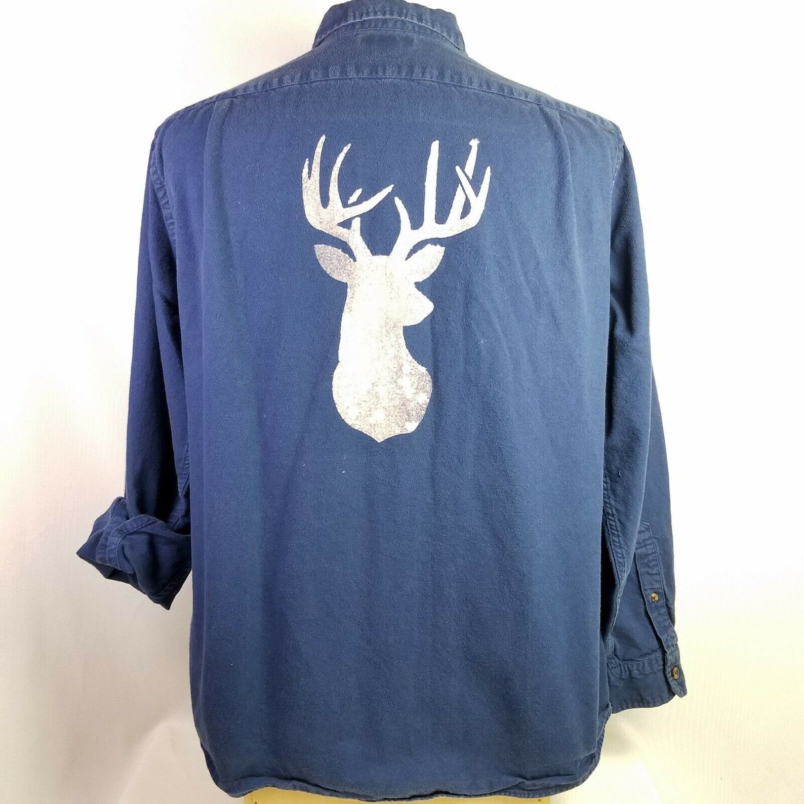Deer Hunter Stag Flannel Shirt Large Upcycled Art to Wear Etsy UK