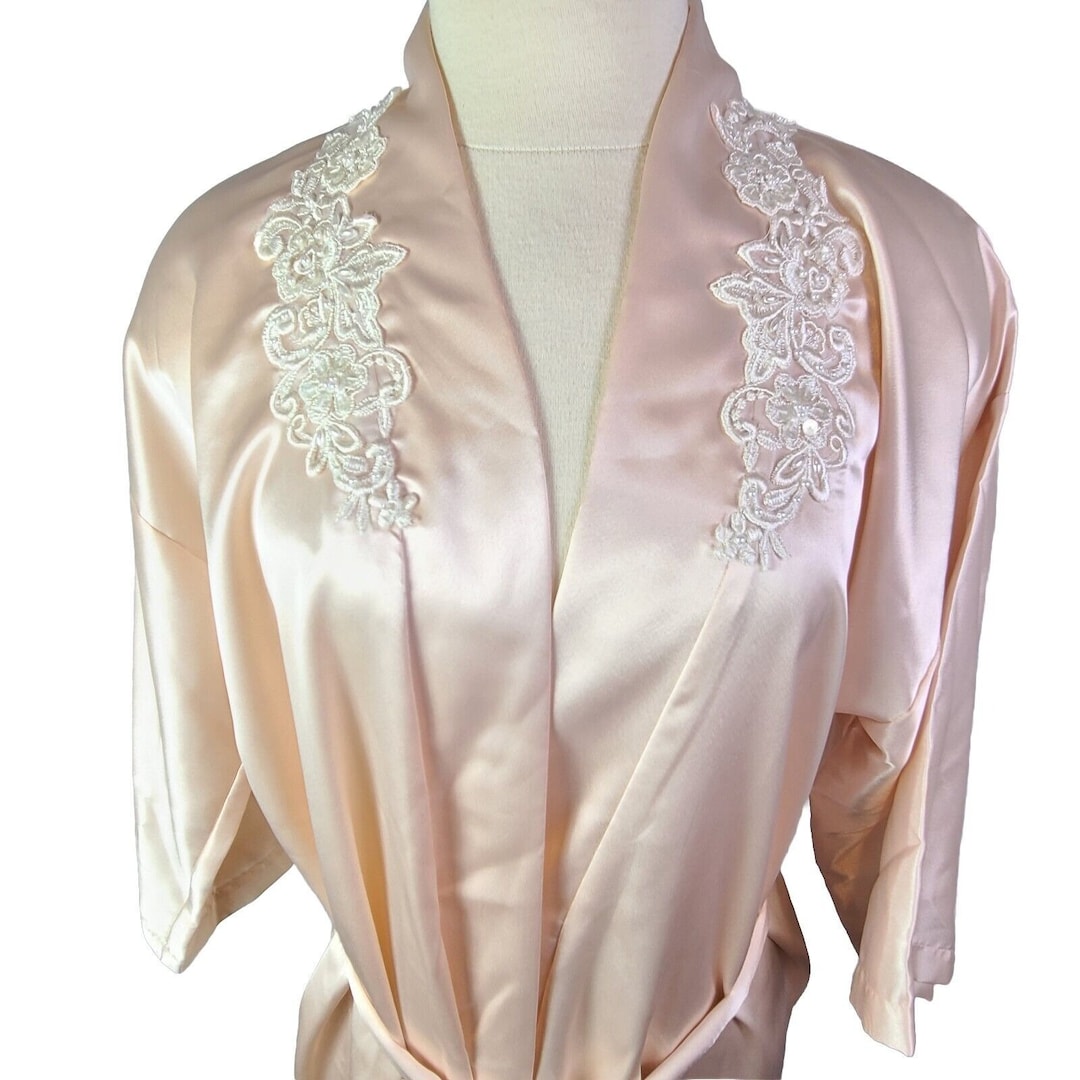 Vintage Bridal Robe Pink Satin California Dynasty Size Small Beaded ...