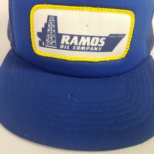 Jahrgang Ramos Öl Co Patch Gas Snapback Trucker Mesh Hut blau K Produkte