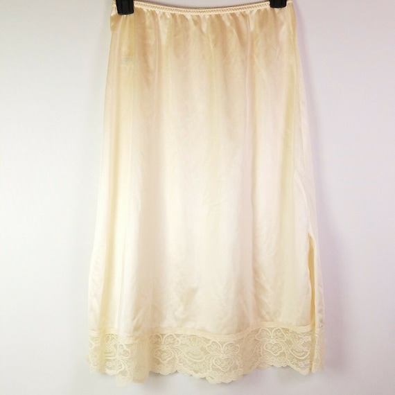 Vintage Maidenform Half Slip Nude Beige Womens M Lace Double Side Slits USA  