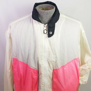 Gitano Outerwear Neon Nylon Windbreaker Color Block Size Large Vintage 90s