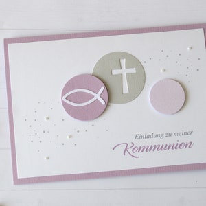 Tarjeta de invitación invitación comunión confirmación bautizo símbolos lavanda