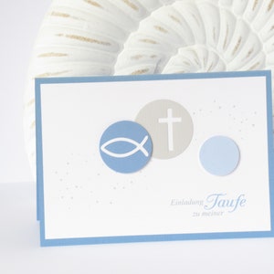 Carte d'invitation carte invitation communion confirmation baptême symboles bleu