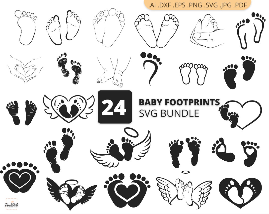 Baby Feet SVG, Baby Feet Bundle SVG, Baby Feet Silhouette, Baby Feet