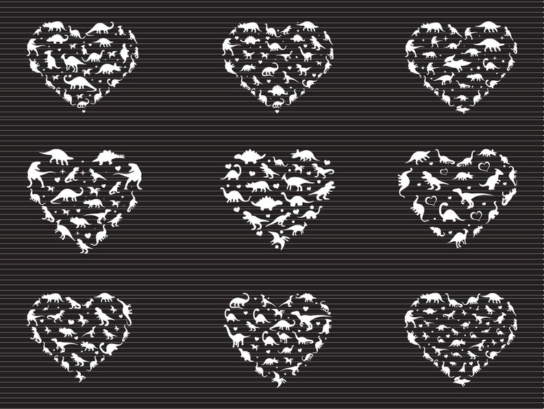 Dinosaur Heart SVG Dinosaur Heart SVG Bundle Valentine Heart - Etsy