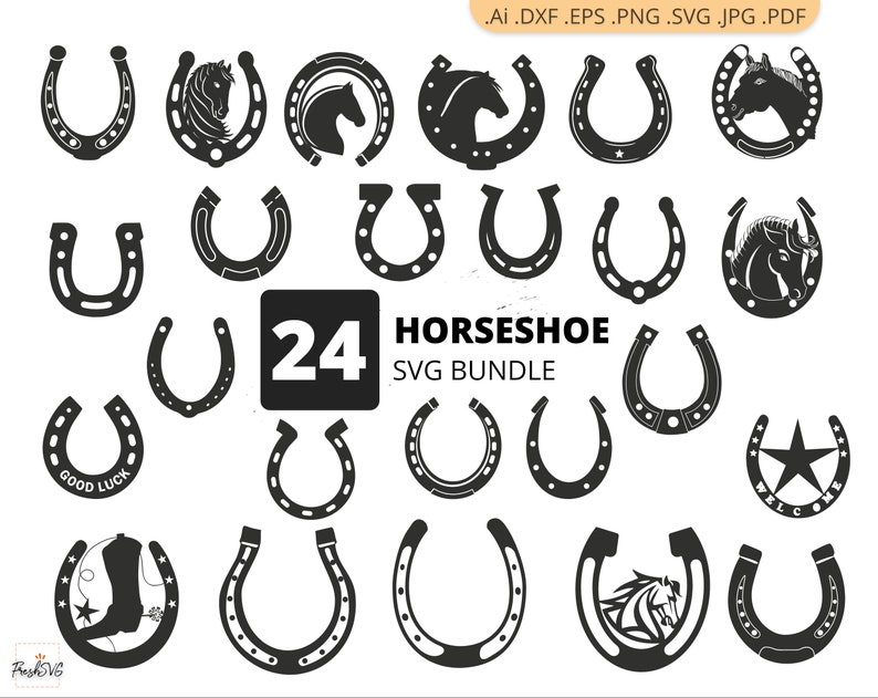 Horseshoe SVG, Horseshoe Bundle SVG, Horseshoe Silhouette, Horseshoe