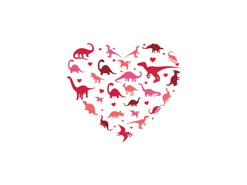 Dinosaur Heart SVG Dinosaur Heart SVG Bundle Valentine Heart - Etsy