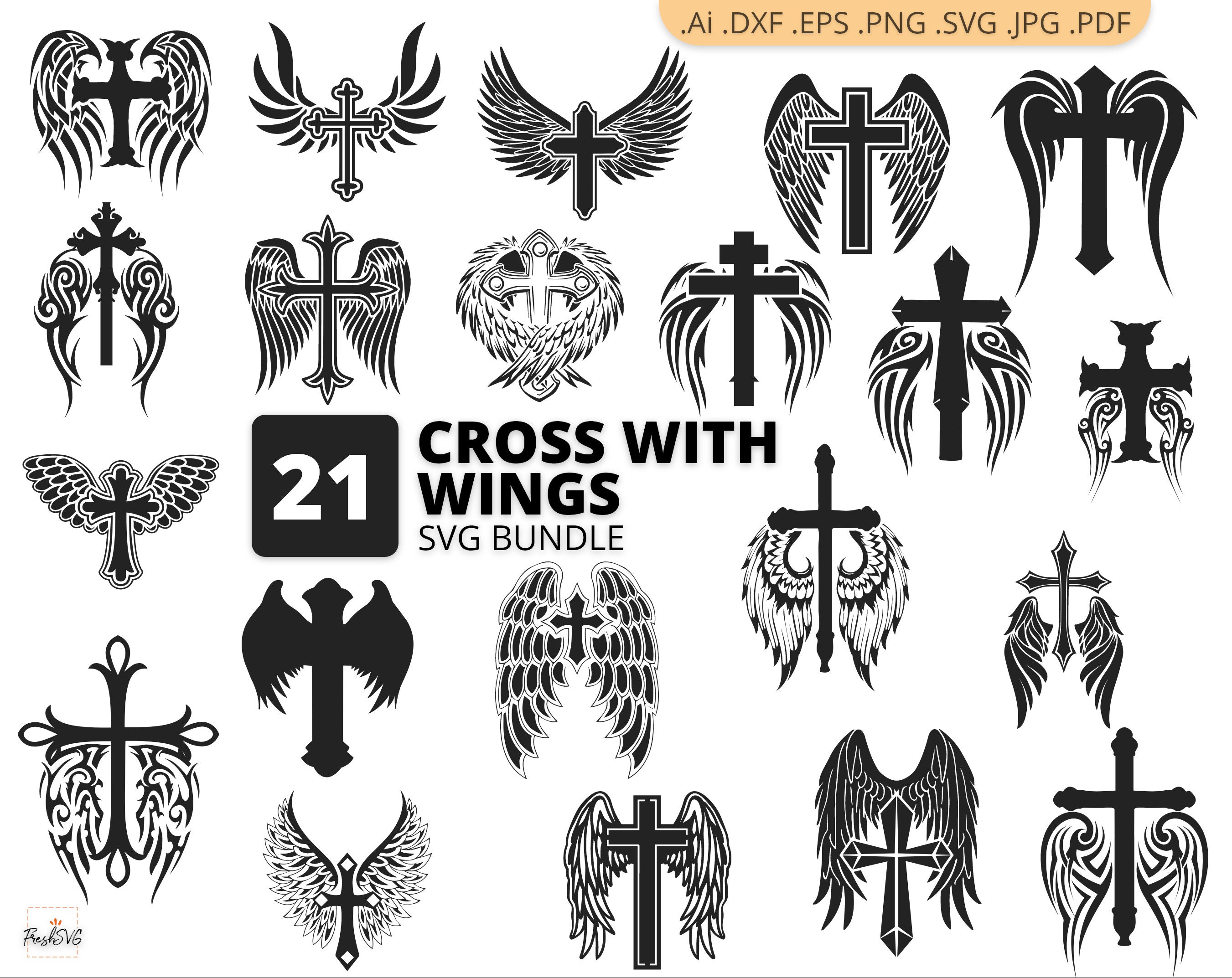 angel wings with cross clipart pics