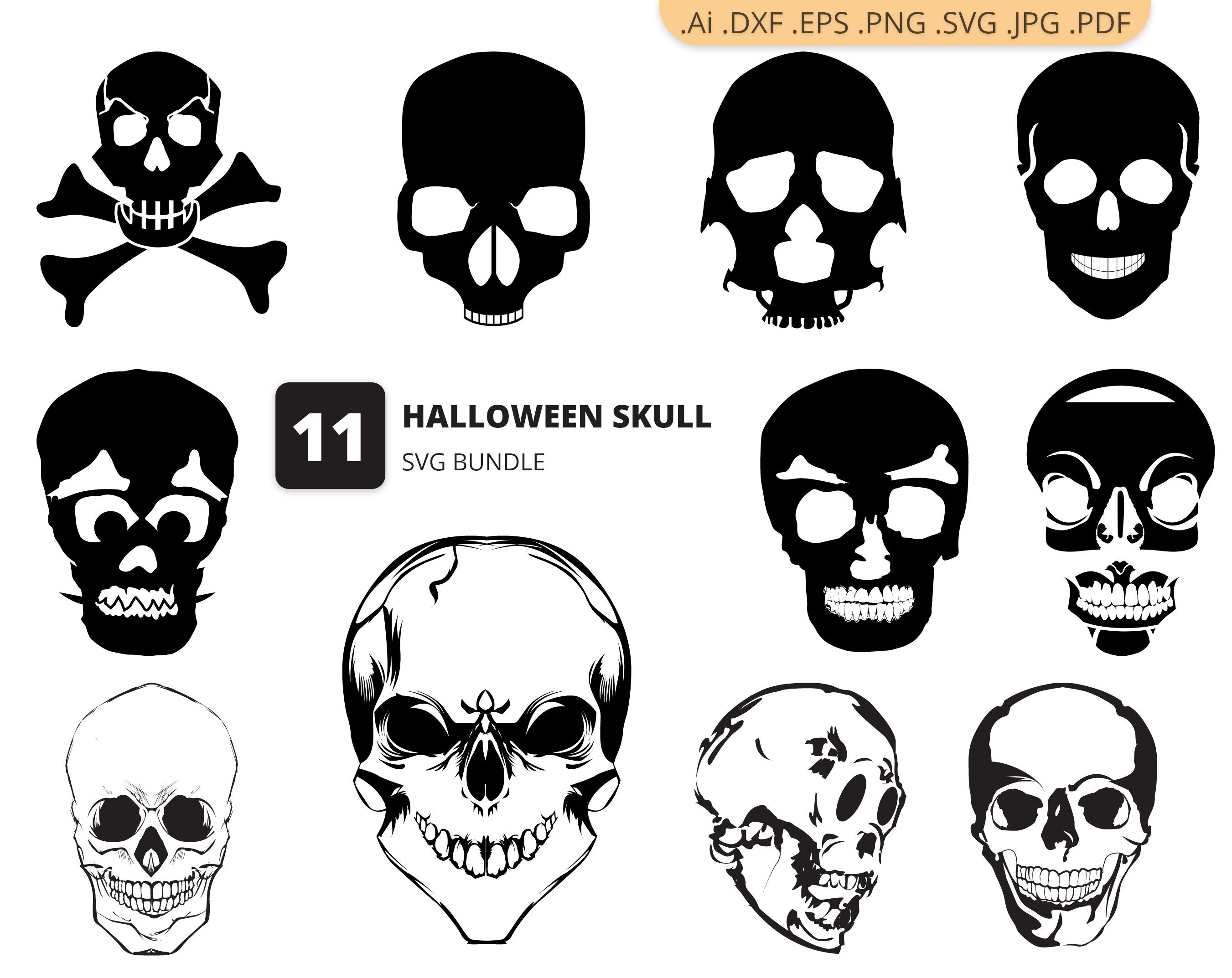 Halloween Skull SVG Halloween Skull Bundle SVG Halloween | Etsy