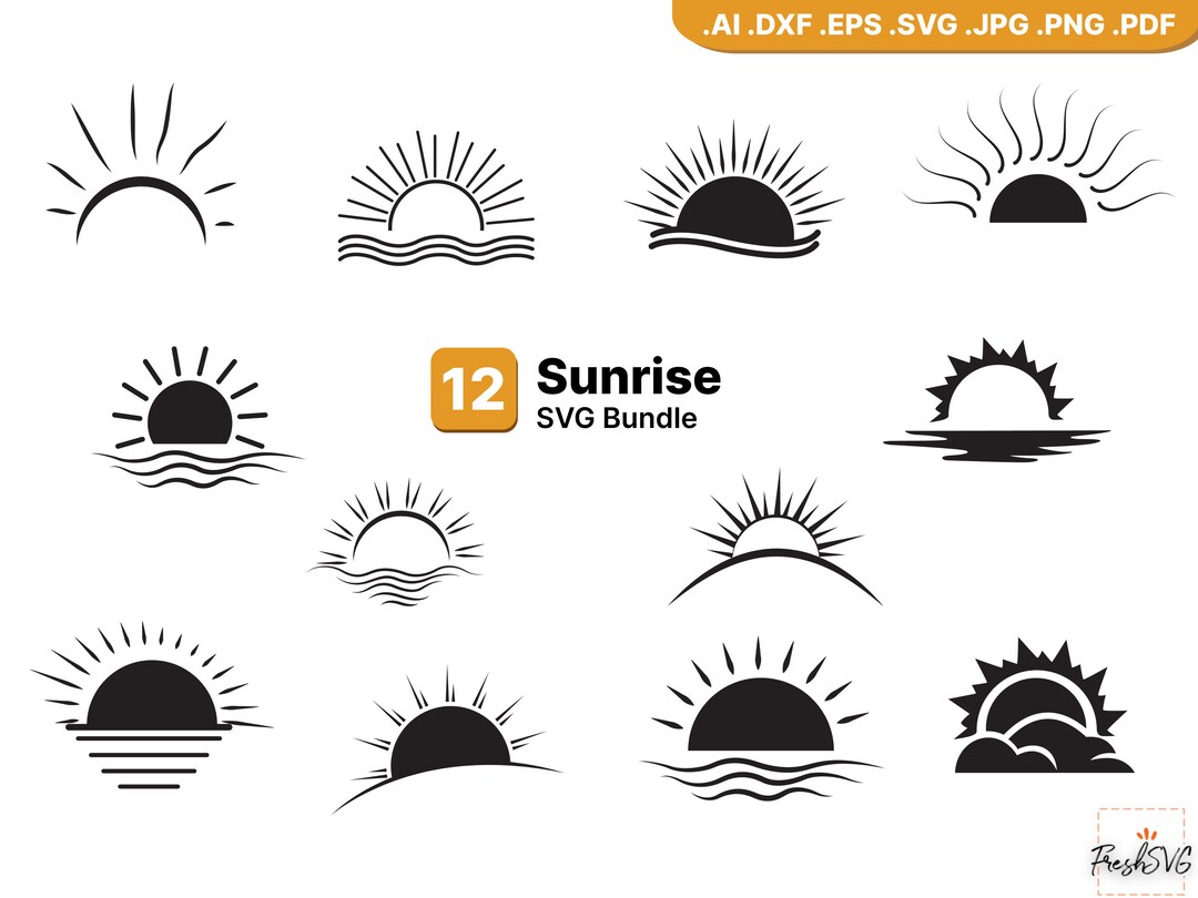 Sunrise SVG Sunrise SVG Bundle Silhouette Clipart Digital - Etsy